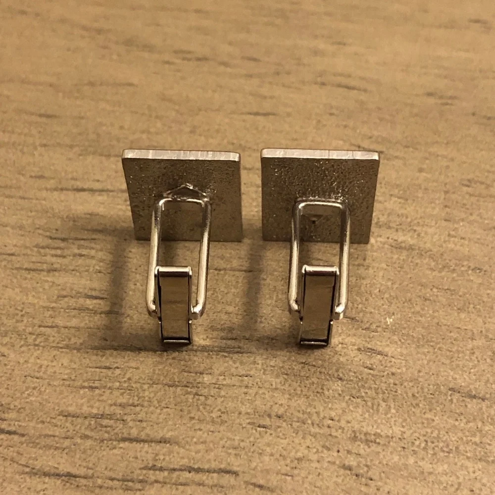 Silver Tone Rectangular Cuff Links